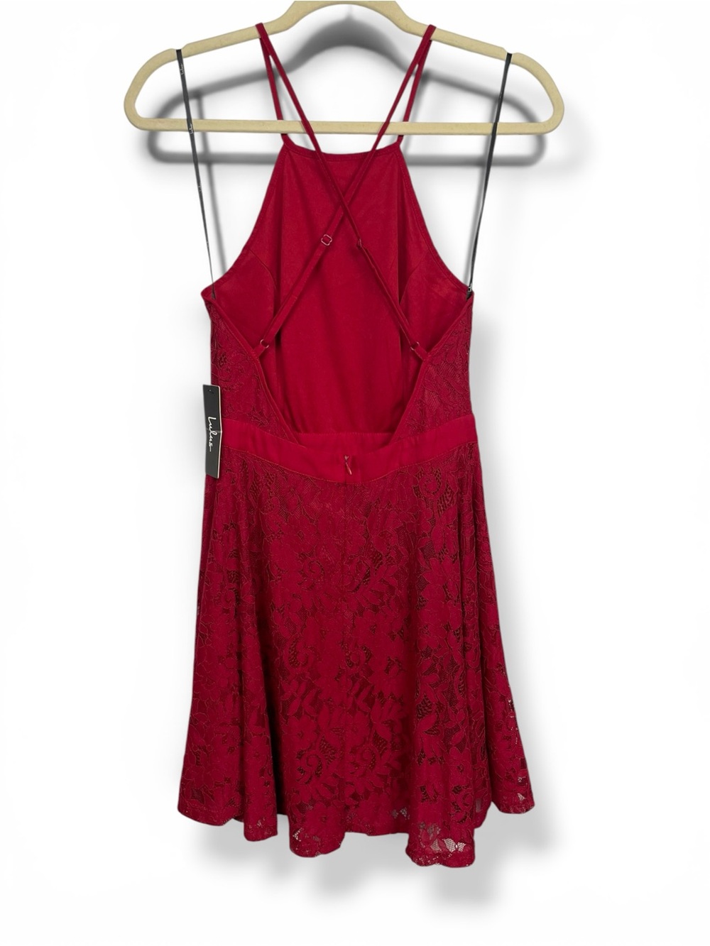 NEW Lulus lace Halter Skater Dress in Wine Red small - Picture 6 of 8
